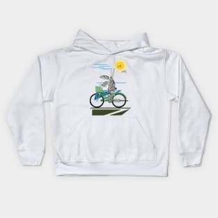 Lobster, Bike Riding Lobster, Zentangle Lobster Kids Hoodie